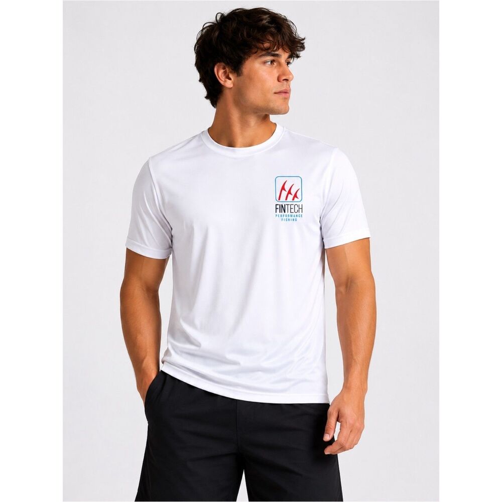 Fintech Fishing Shirt Mens Small Performance Short Sleeve White Outdoor Tee